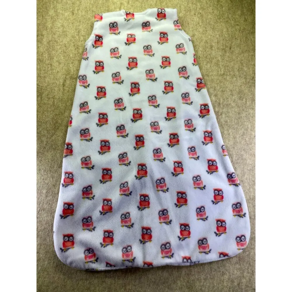 Halo Fleece Sleep Sack White with Owl Print Size Small Birth-6 Months